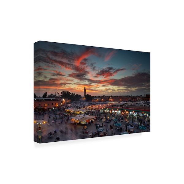 Dan Mirica 'Sunset Over Jemaa Le Fnaa Square In Marrakech Morocco' Canvas Art,30x47